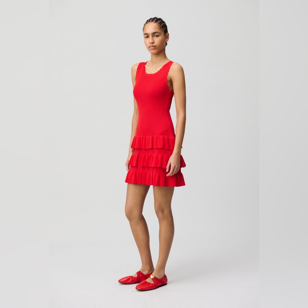 Claudie Pierlot ruffle knit dress with drop waist